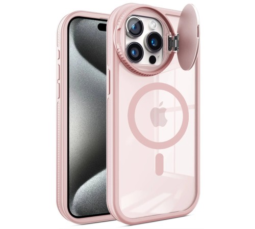 iPhone 15 Pro Max Kılıf Teleskop Lens Magsafe Silikon Kapak - Pembe iPhone 15 Pro Max Kılıf Teleskop Lens Magsafe Silikon Kapak - Pembe