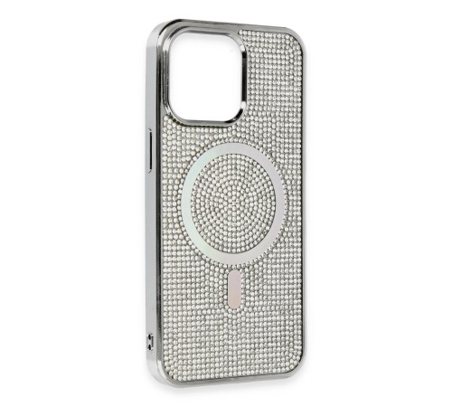 iPhone 15 Pro Kılıf Diamond Magsafe Kapak - Gümüş iPhone 15 Pro Kılıf Diamond Magsafe Kapak - Gümüş