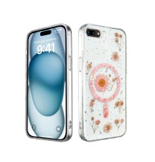 iPhone 7 Kılıf Daisy Simli Magsafe Kapak - Pembe