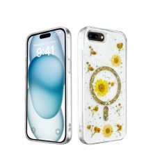 iPhone 7 Kılıf Daisy Simli Magsafe Kapak - Gold