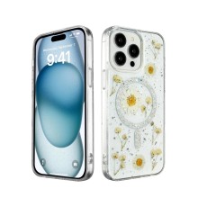 iPhone 14 Pro Kılıf Daisy Simli Magsafe Kapak - Gümüş