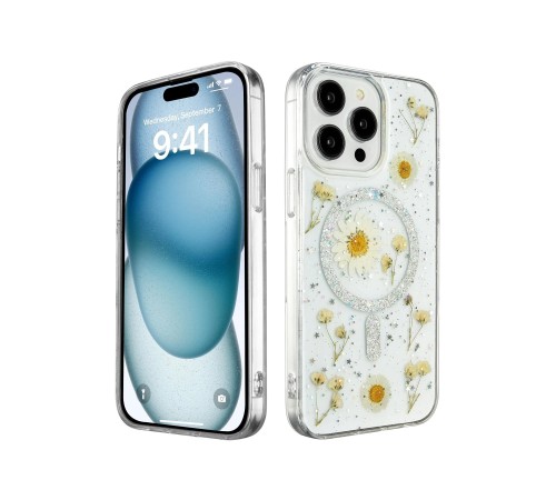 iPhone 14 Pro Kılıf Daisy Simli Magsafe Kapak - Gümüş iPhone 14 Pro Kılıf Daisy Simli Magsafe Kapak - Gümüş