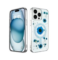 iPhone 14 Pro Kılıf Daisy Simli Magsafe Kapak - Mavi