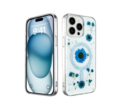 iPhone 14 Pro Kılıf Daisy Simli Magsafe Kapak - Mavi iPhone 14 Pro Kılıf Daisy Simli Magsafe Kapak - Mavi