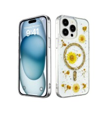 iPhone 14 Pro Kılıf Daisy Simli Magsafe Kapak - Gold