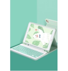 iPad 5 Air 9.7 Kılıf KC01 Smart Klavyeli Tablet Kılıfı - Açık Yeşil