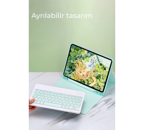 iPad 5 Air 9.7 Kılıf KC01 Smart Klavyeli Tablet Kılıfı - Açık Yeşil iPad 5 Air 9.7 Kılıf KC01 Smart Klavyeli Tablet Kılıfı - Açık Yeşil