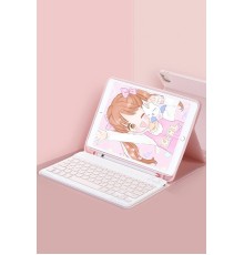 iPad 5 Air 9.7 Kılıf KC01 Smart Klavyeli Tablet Kılıfı - Pembe