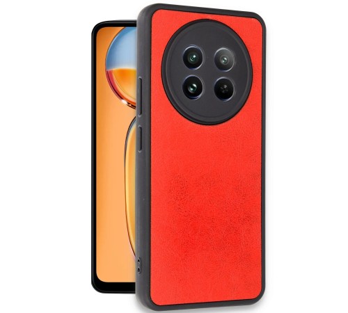 Realme 12 5G Kılıf Aras Deri Kapak - Kırmızı Realme 12 5G Kılıf Aras Deri Kapak - Kırmızı