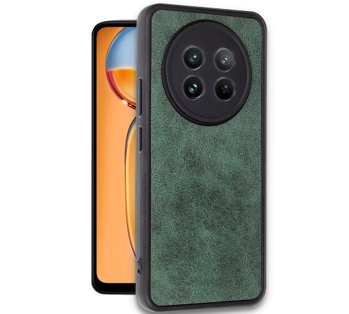 Realme 12 5G Kılıf Aras Deri Kapak - Koyu Yeşil Realme 12 5G Kılıf Aras Deri Kapak - Koyu Yeşil