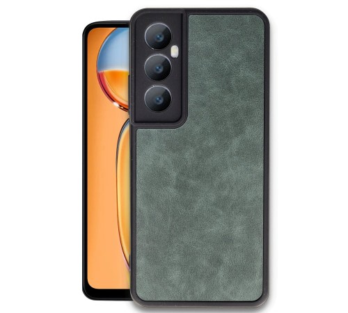 Realme C65 Kılıf Aras Deri Kapak - Koyu Yeşil Realme C65 Kılıf Aras Deri Kapak - Koyu Yeşil