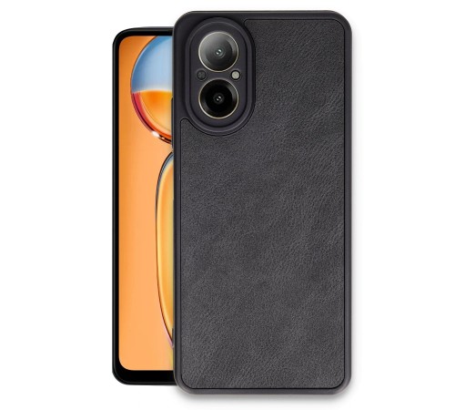 Realme 12 Lite Kılıf Aras Deri Kapak - Siyah Realme 12 Lite Kılıf Aras Deri Kapak - Siyah