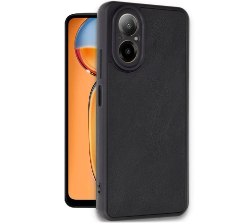 Realme 12 Lite Kılıf Aras Deri Kapak - Siyah Realme 12 Lite Kılıf Aras Deri Kapak - Siyah