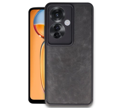 Oppo Reno 11F Kılıf Aras Deri Kapak - Siyah Oppo Reno 11F Kılıf Aras Deri Kapak - Siyah