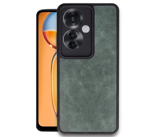 Oppo Reno 11F Kılıf Aras Deri Kapak - Koyu Yeşil Oppo Reno 11F Kılıf Aras Deri Kapak - Koyu Yeşil
