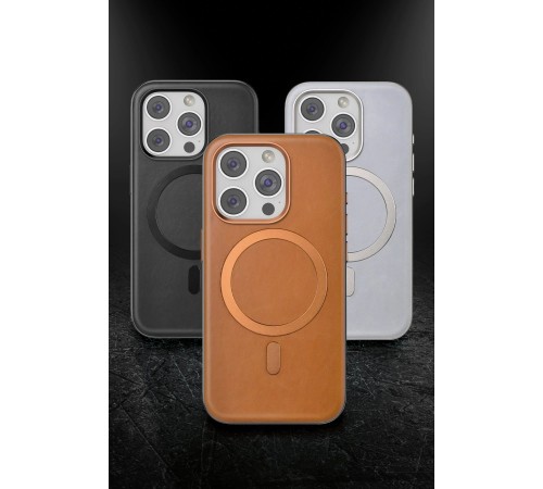 iPhone 15 Pro Max Puskas Magsafe Kapak - Açık Kahve iPhone 15 Pro Max Puskas Magsafe Kapak - Açık Kahve