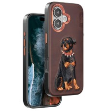 iPhone 16 Perma Desenli Kapak - Koyu Kahve