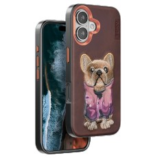 iPhone 16 Cute Desenli Kapak - Koyu Kahve