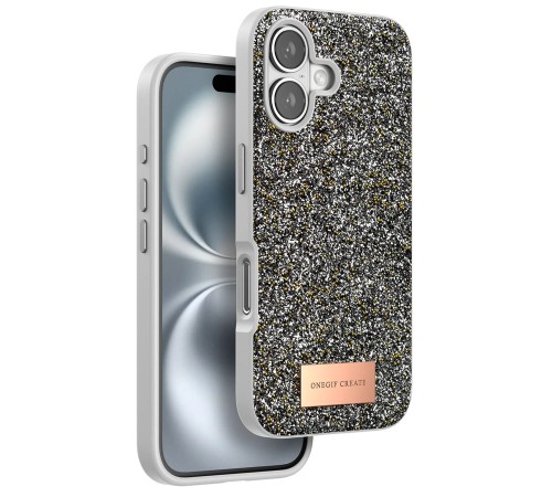iPhone 16 Bright Simli Kapak - Gümüş iPhone 16 Bright Simli Kapak - Gümüş