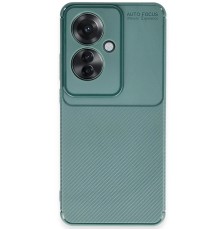 Oppo Reno 11F Kılıf Auto Focus Karbon Kapak - Koyu Yeşil