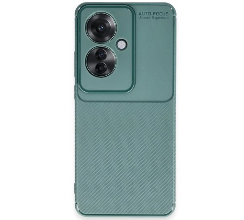 Oppo Reno 11F Kılıf Auto Focus Karbon Kapak - Koyu Yeşil Oppo Reno 11F Kılıf Auto Focus Karbon Kapak - Koyu Yeşil