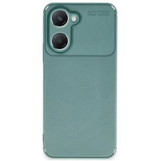 Vivo Y18 Kılıf Auto Focus Karbon Kapak - Koyu Yeşil