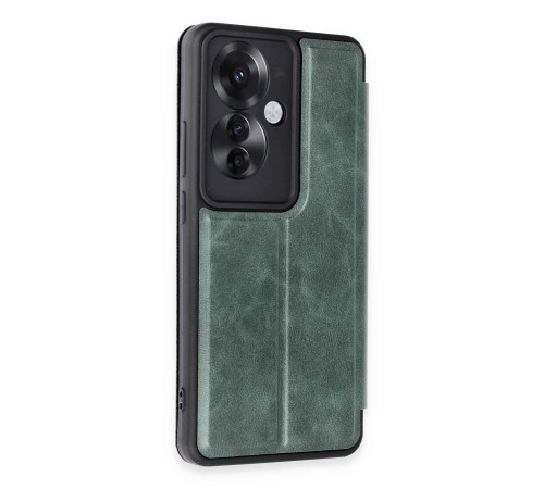 Oppo Reno 11F Kılıf Flip Cover - Koyu Yeşil