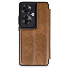 Oppo Reno 11F Kılıf Flip Cover - Taba