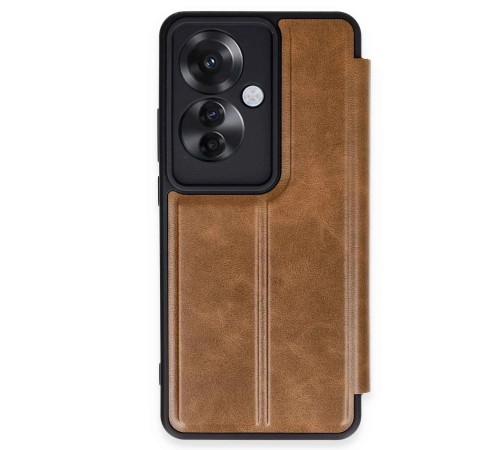 Oppo Reno 11F Kılıf Flip Cover - Taba