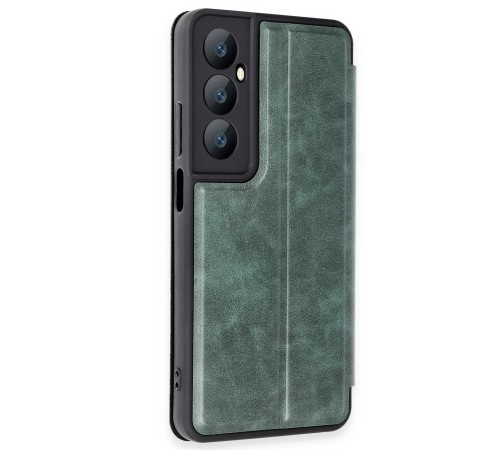 Realme C65 Kılıf Flip Cover - Koyu Yeşil