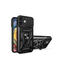iPhone 16 Kılıf Pars Lens Yüzüklü Silikon - Siyah