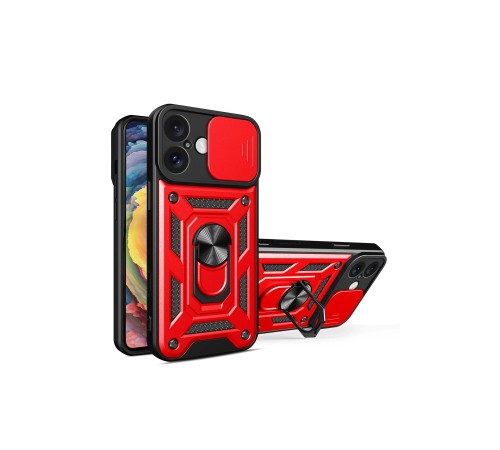 iPhone 16 Kılıf Pars Lens Yüzüklü Silikon - Kırmızı iPhone 16 Kılıf Pars Lens Yüzüklü Silikon - Kırmızı