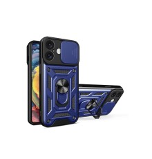 iPhone 16 Kılıf Pars Lens Yüzüklü Silikon - Lacivert