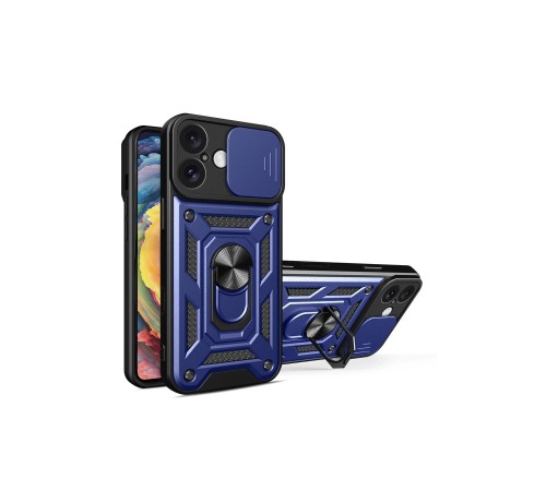 iPhone 16 Kılıf Pars Lens Yüzüklü Silikon - Lacivert