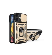 iPhone 16 Kılıf Pars Lens Yüzüklü Silikon - Gold