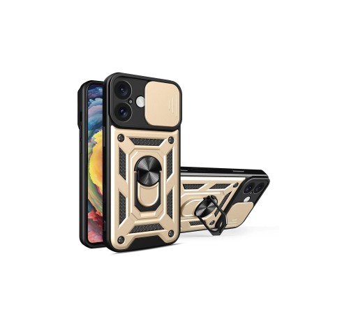iPhone 16 Kılıf Pars Lens Yüzüklü Silikon - Gold