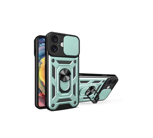 iPhone 16 Kılıf Pars Lens Yüzüklü Silikon - Yeşil