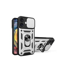 iPhone 16 Kılıf Pars Lens Yüzüklü Silikon - Gümüş
