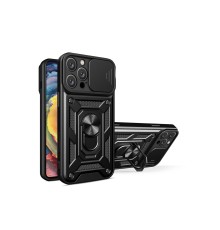 iPhone 16 Pro Kılıf Pars Lens Yüzüklü Silikon - Siyah