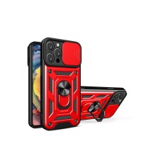 iPhone 16 Pro Kılıf Pars Lens Yüzüklü Silikon - Kırmızı