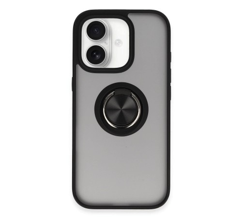 iPhone 16 Kılıf Montreal Yüzüklü Silikon Kapak - Siyah iPhone 16 Kılıf Montreal Yüzüklü Silikon Kapak - Siyah