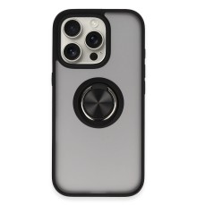 iPhone 16 Pro Kılıf Montreal Yüzüklü Silikon Kapak - Siyah