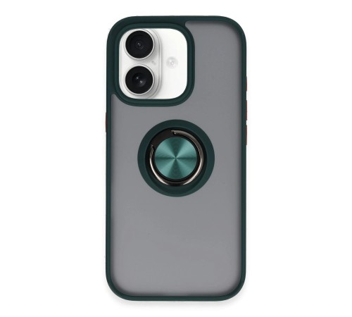 iPhone 16 Kılıf Montreal Yüzüklü Silikon Kapak - Yeşil iPhone 16 Kılıf Montreal Yüzüklü Silikon Kapak - Yeşil