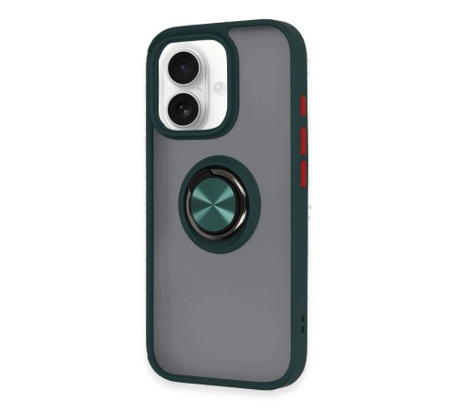 iPhone 16 Kılıf Montreal Yüzüklü Silikon Kapak - Yeşil iPhone 16 Kılıf Montreal Yüzüklü Silikon Kapak - Yeşil
