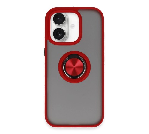 iPhone 16 Kılıf Montreal Yüzüklü Silikon Kapak - Kırmızı iPhone 16 Kılıf Montreal Yüzüklü Silikon Kapak - Kırmızı