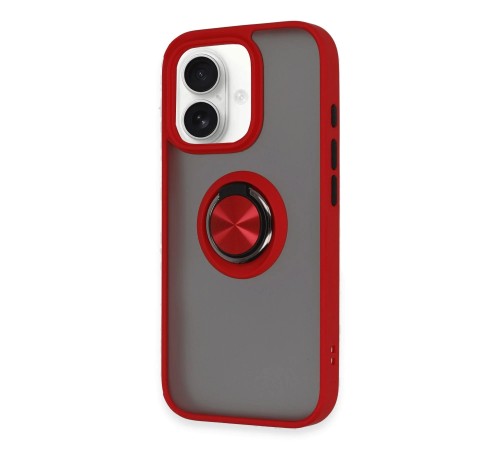 iPhone 16 Kılıf Montreal Yüzüklü Silikon Kapak - Kırmızı iPhone 16 Kılıf Montreal Yüzüklü Silikon Kapak - Kırmızı