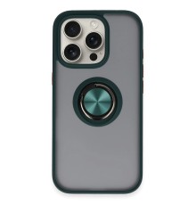 iPhone 16 Pro Kılıf Montreal Yüzüklü Silikon Kapak - Yeşil