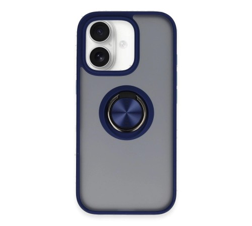 iPhone 16 Kılıf Montreal Yüzüklü Silikon Kapak - Lacivert iPhone 16 Kılıf Montreal Yüzüklü Silikon Kapak - Lacivert