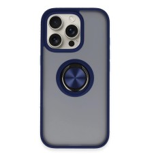 iPhone 16 Pro Kılıf Montreal Yüzüklü Silikon Kapak - Lacivert