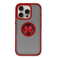 iPhone 16 Pro Max Kılıf Montreal Yüzüklü Silikon Kapak - Kırmızı